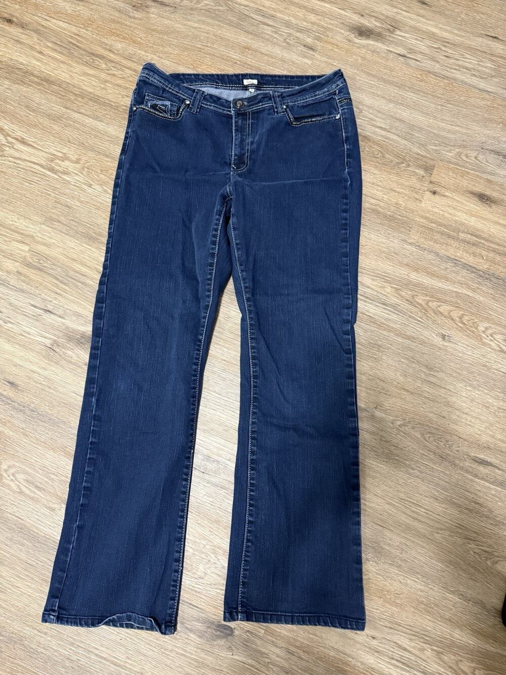 Reba Jeans Size 12 Dark Wash Stretch Bootcut Beaded Distressed Pocket Western